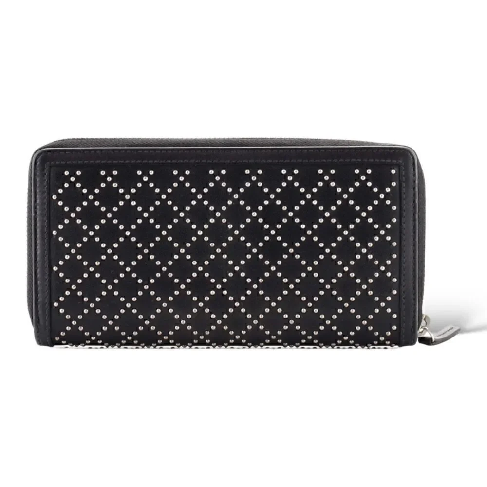 Gucci Interlocking G Zip Around Wallet Diamante Studded Leather Long